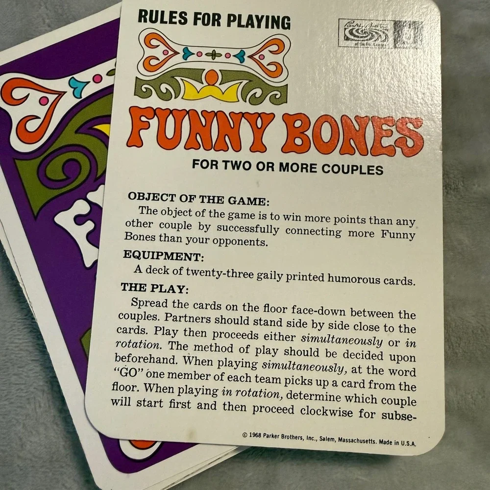 Funny‎ Bones Vintage 1968 Parker Brothers Card Game Complete